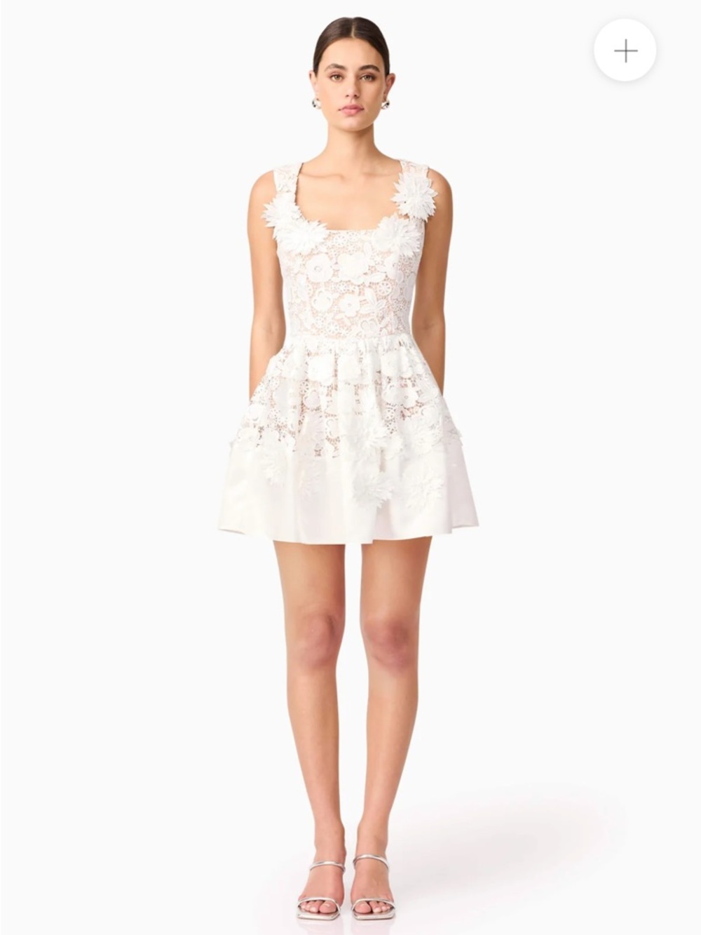 Elliatt White Floral Lace Mini Dress